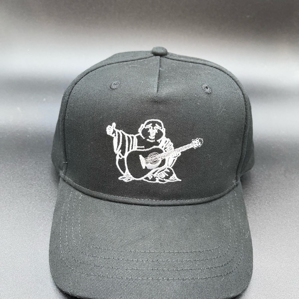True Religion Guitar Buddha Logo Hat Cap Black  Strapback Adjustable NWT